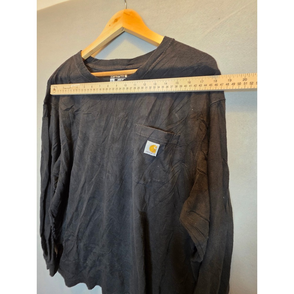 Carhartt Mens Loose Fit Long Sleeve Pocket T-Shirt Black XL K126 BLK Distressed - Picture 8 of 13